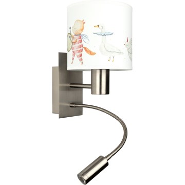 BRILAGI - LED vaikiška lanksti sieninė lempa BOBO 1xE27/25W/230V + LED/3W matinis chromas/balta/gyvūnėliai