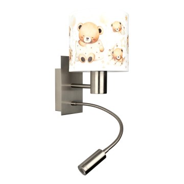 BRILAGI - LED vaikiška lanksti sieninė lempa BOBO 1xE27/25W/230V + LED/3W matinis chromas/balta/meškiukai