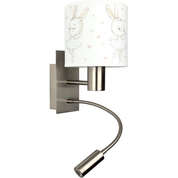 BRILAGI - LED vaikiška lanksti sieninė lempa BOBO 1xE27/25W/230V + LED/3W matinis chromas/balta/su triušiukais