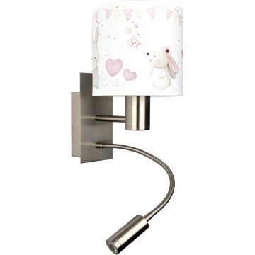 BRILAGI - LED vaikiška lanksti sieninė lempa BOBO 1xE27/25W/230V + LED/3W matinis chromas/kreminė/triušiukai