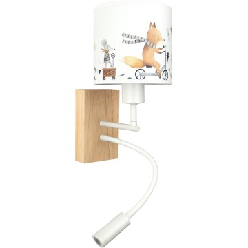 BRILAGI - LED vaikiška lanksti sieninė lempa BOBO WOOD 1xE27/25W/230V + LED/3W ąžuolas/balta/gyvūnėliai