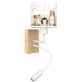 BRILAGI - LED vaikiška lanksti sieninė lempa BOBO WOOD 1xE27/25W/230V + LED/3W ąžuolas/balta/gyvūnėliai