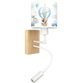 BRILAGI - LED vaikiška lanksti sieninė lempa BOBO WOOD 1xE27/25W/230V + LED/3W ąžuolas/balta/mėlyna/meškiukai