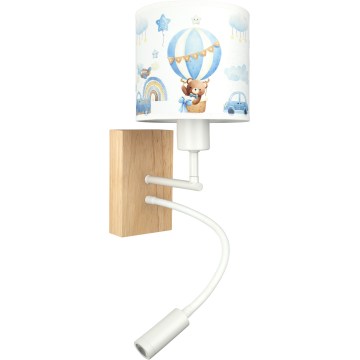 BRILAGI - LED vaikiška lanksti sieninė lempa BOBO WOOD 1xE27/25W/230V + LED/3W ąžuolas/balta/mėlyna/meškiukai