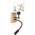 BRILAGI - LED vaikiška lanksti sieninė lempa BOBO WOOD 1xE27/25W/230V + LED/3W ąžuolas/juoda/balta/gyvūnėliai