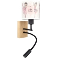 BRILAGI - LED vaikiška lanksti sieninė lempa BOBO WOOD 1xE27/25W/230V + LED/3W ąžuolas/juoda/balta/rožinė/baleto bateliai