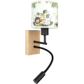 BRILAGI - LED vaikiškas lankstus sieninis šviestuvas BOBO WOOD 1xE27/25W/230V + LED/3W ąžuolas/juoda/balta/žalia/džiunglės