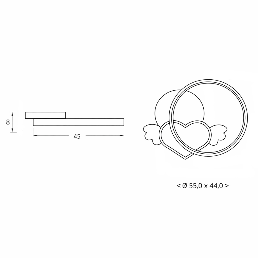 Brilagi - LED vaikiškas lubinis šviestuvas LOVE LED/48W/230V 3000/4500/6000K rožinė