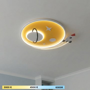 Brilagi -LED Vaikiškas lubinis šviestuvas STARSHIP LED/64W/230V 3000/4500K geltonas