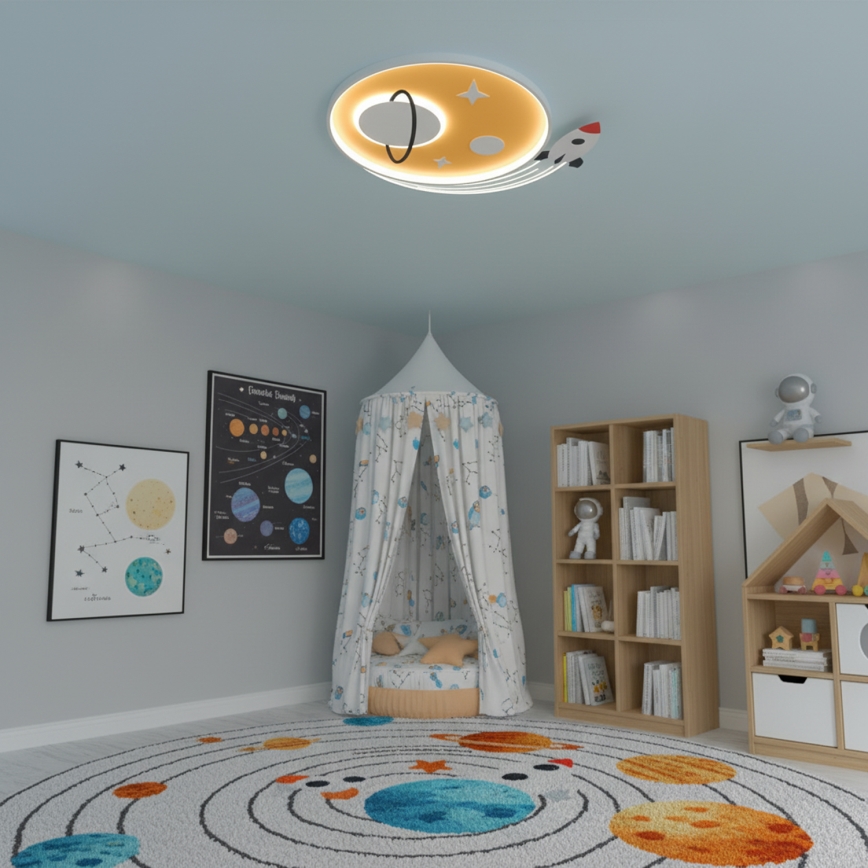 Brilagi -LED Vaikiškas lubinis šviestuvas STARSHIP LED/64W/230V 3000/4500K geltonas