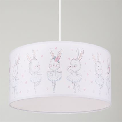 Brilagi - LED vaikiškas pakabinamas šviestuvas ant laido BOBO 1xE27/10W/230V skersmuo 35 cm balta/triušiukai