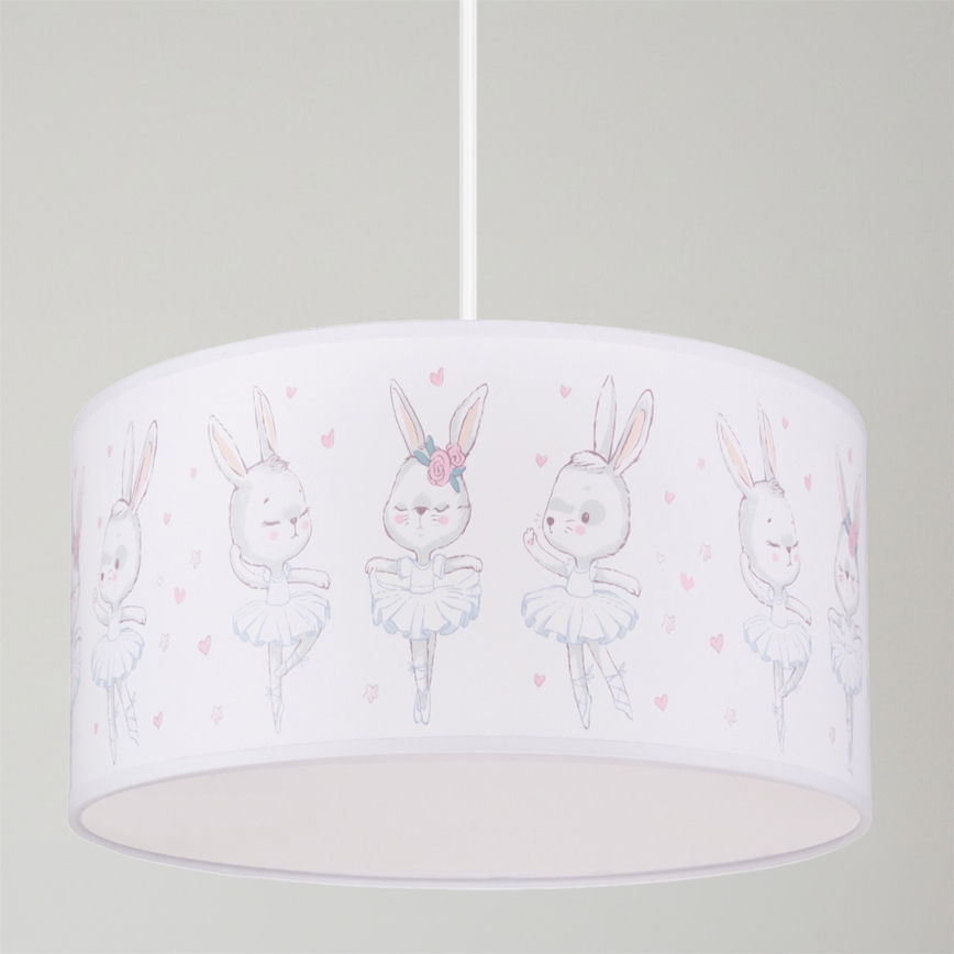 Brilagi - LED vaikiškas pakabinamas šviestuvas ant laido BOBO 1xE27/10W/230V skersmuo 35 cm balta/triušiukai