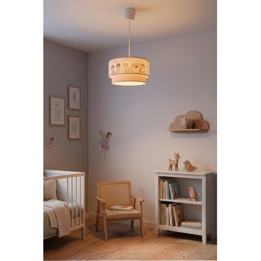 Brilagi - LED vaikiškas pakabinamas šviestuvas ant laido BOBO 1xE27/10W/230V, skersmuo 40 cm, rožinė/fėjos