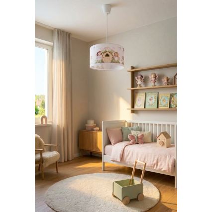 Brilagi - LED vaikiškas pakabinamas šviestuvas ant laido BOBO 1xE27/10W/230V Ø 35 cm rožinis/fėjos