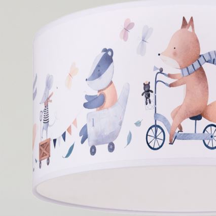 Brilagi - LED vaikiškas pakabinamas šviestuvas ant laido BOBO 1xE27/60W/230V skers. 35 cm balta/gyvūnėliai