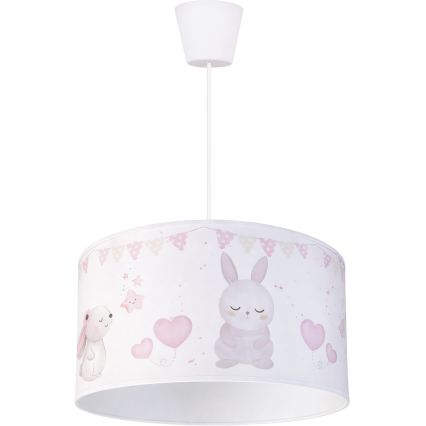 Brilagi - LED vaikiškas pakabinamas šviestuvas ant laido BOBO 1xE27/60W/230V skersmuo 35 cm balta/kiškučiais