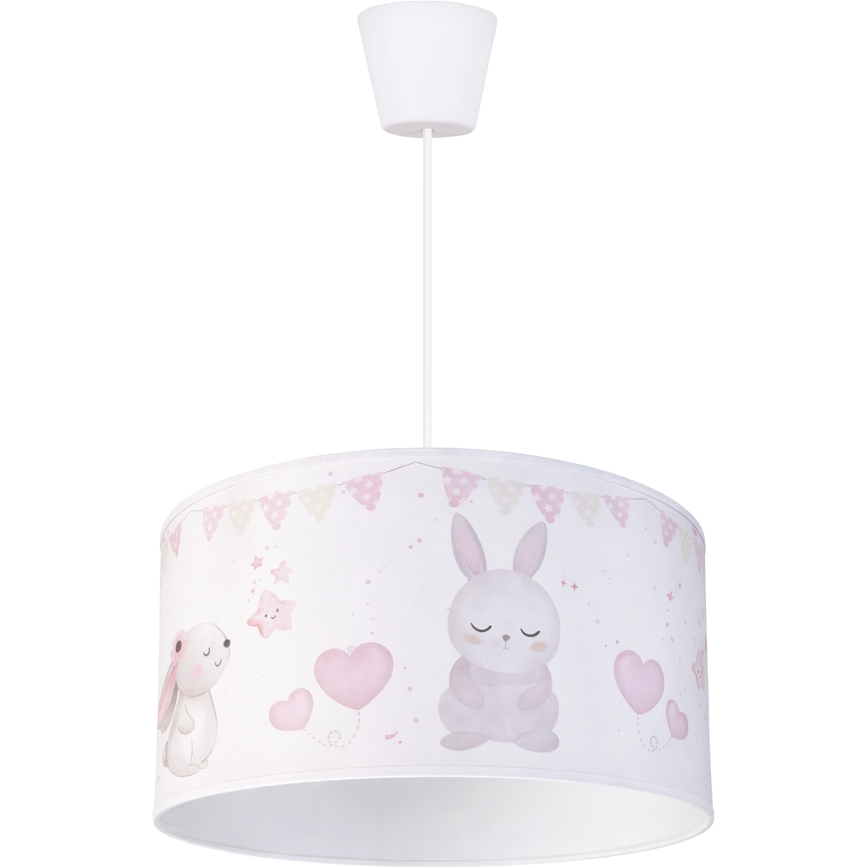 Brilagi - LED vaikiškas pakabinamas šviestuvas ant laido BOBO 1xE27/60W/230V skersmuo 35 cm balta/kiškučiais