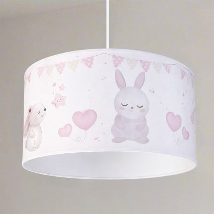 Brilagi - LED vaikiškas pakabinamas šviestuvas ant laido BOBO 1xE27/60W/230V skersmuo 35 cm balta/kiškučiais