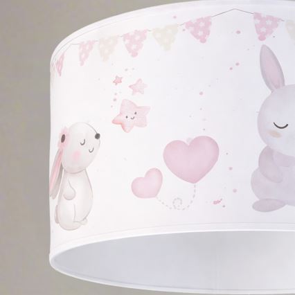 Brilagi - LED vaikiškas pakabinamas šviestuvas ant laido BOBO 1xE27/60W/230V skersmuo 35 cm balta/kiškučiais