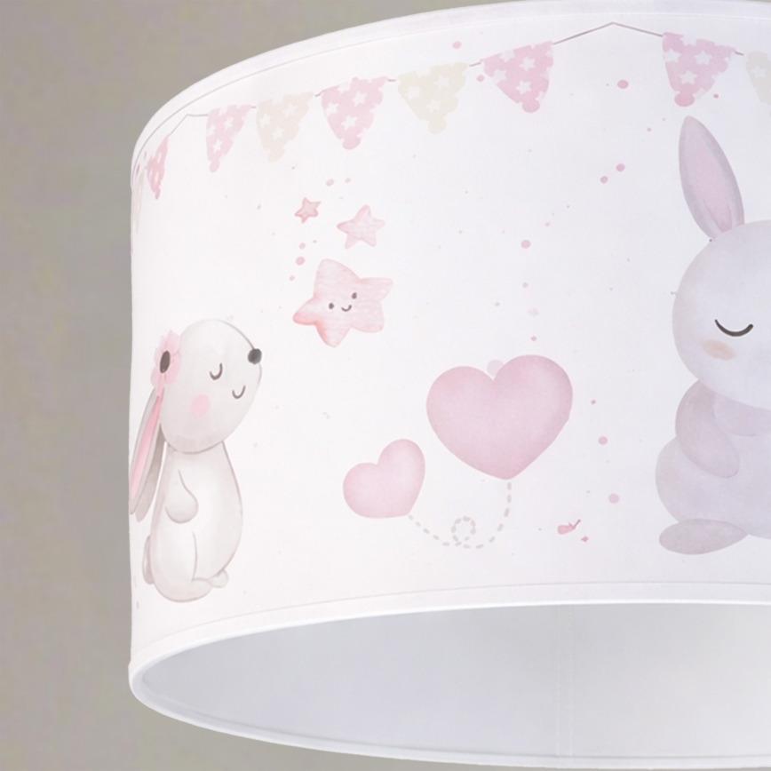 Brilagi - LED vaikiškas pakabinamas šviestuvas ant laido BOBO 1xE27/60W/230V skersmuo 35 cm balta/kiškučiais