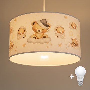 Brilagi - LED vaikiškas pakabinamas šviestuvas ant laido BOBO 1xE27/60W/230V, skersmuo 35 cm, balta/su meškiukais
