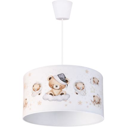Brilagi - LED vaikiškas pakabinamas šviestuvas ant laido BOBO 1xE27/60W/230V, skersmuo 35 cm, balta/su meškiukais