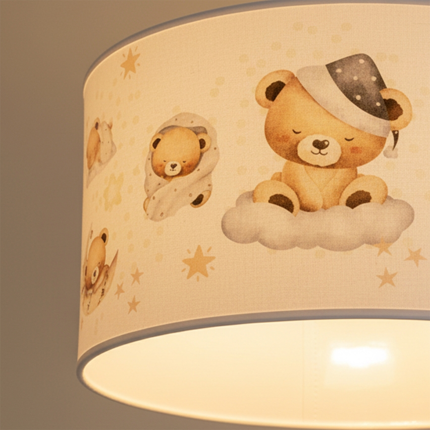 Brilagi - LED vaikiškas pakabinamas šviestuvas ant laido BOBO 1xE27/60W/230V, skersmuo 35 cm, balta/su meškiukais