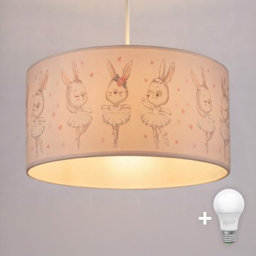 Brilagi - LED vaikiškas pakabinamas šviestuvas ant laido BOBO 1xE27/60W/230V skersmuo 35 cm balta/triušiukai
