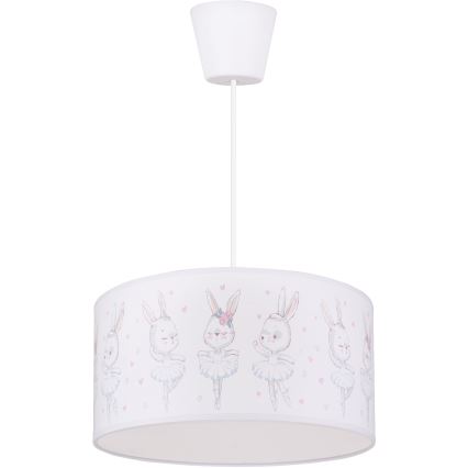 Brilagi - LED vaikiškas pakabinamas šviestuvas ant laido BOBO 1xE27/60W/230V skersmuo 35 cm balta/triušiukai