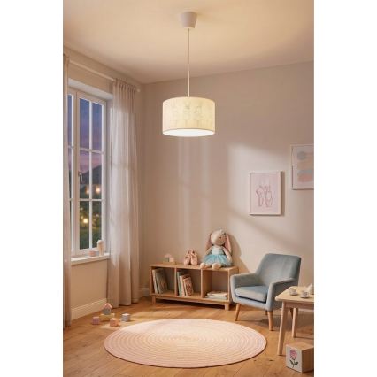Brilagi - LED vaikiškas pakabinamas šviestuvas ant laido BOBO 1xE27/60W/230V skersmuo 35 cm balta/triušiukai