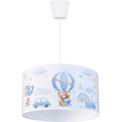 Brilagi - LED vaikiškas pakabinamas šviestuvas ant laido BOBO 1xE27/60W/230V skersmuo 35 cm mėlynas/su meškiukais