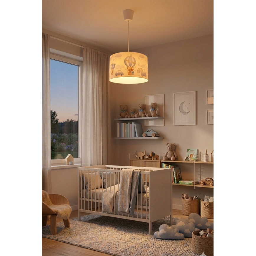 Brilagi - LED vaikiškas pakabinamas šviestuvas ant laido BOBO 1xE27/60W/230V skersmuo 35 cm mėlynas/su meškiukais