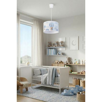 Brilagi - LED vaikiškas pakabinamas šviestuvas ant laido BOBO 1xE27/60W/230V skersmuo 35 cm mėlynas/su meškiukais