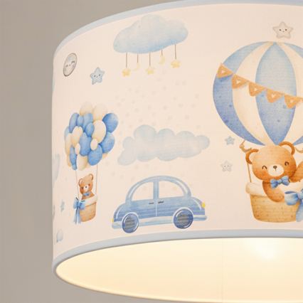 Brilagi - LED vaikiškas pakabinamas šviestuvas ant laido BOBO 1xE27/60W/230V skersmuo 35 cm mėlynas/su meškiukais