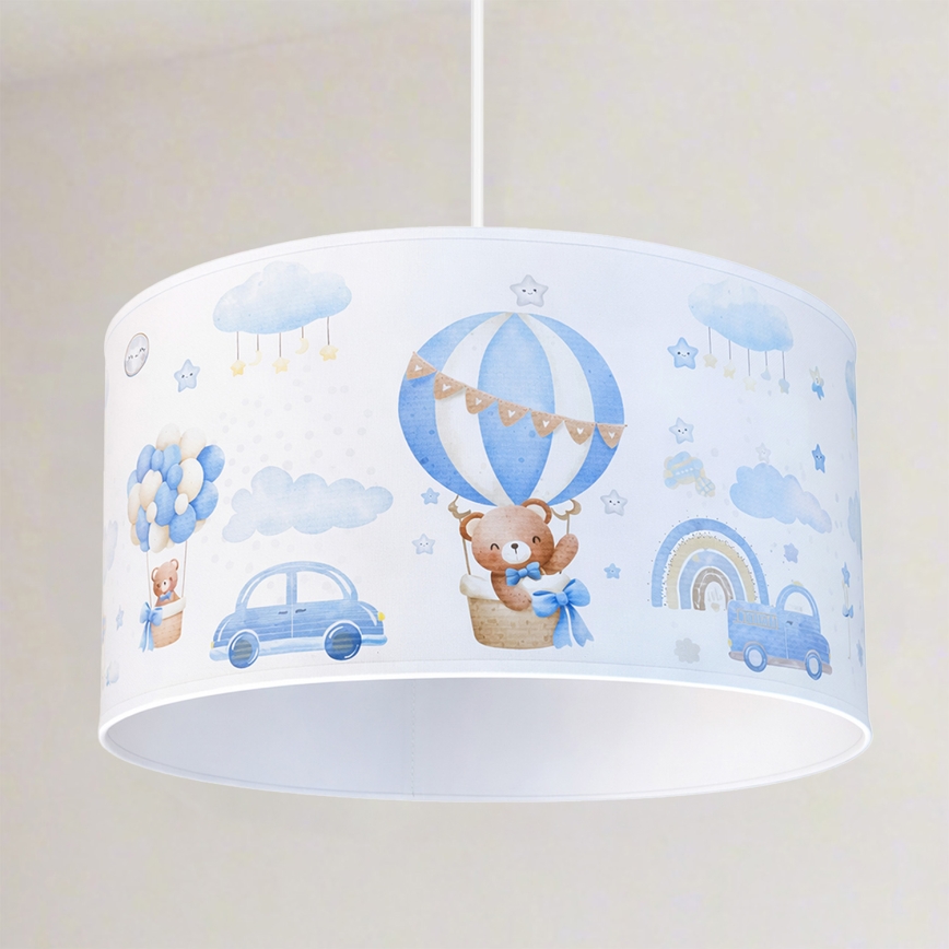 Brilagi - LED vaikiškas pakabinamas šviestuvas ant laido BOBO 1xE27/60W/230V skersmuo 35 cm mėlynas/su meškiukais