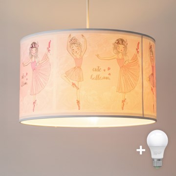 Brilagi - LED vaikiškas pakabinamas šviestuvas ant laido BOBO 1xE27/60W/230V skersmuo 35 cm rožinė/su balerinomis