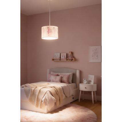 Brilagi - LED vaikiškas pakabinamas šviestuvas ant laido BOBO 1xE27/60W/230V skersmuo 35 cm rožinė/su balerinomis