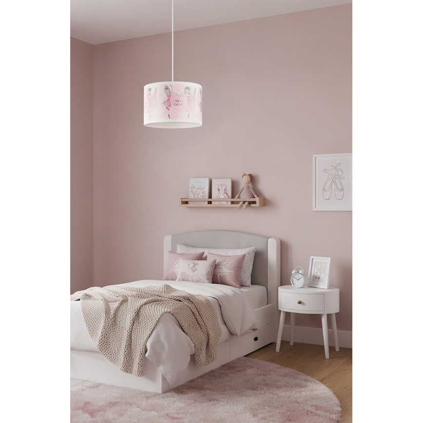 Brilagi - LED vaikiškas pakabinamas šviestuvas ant laido BOBO 1xE27/60W/230V skersmuo 35 cm rožinė/su balerinomis