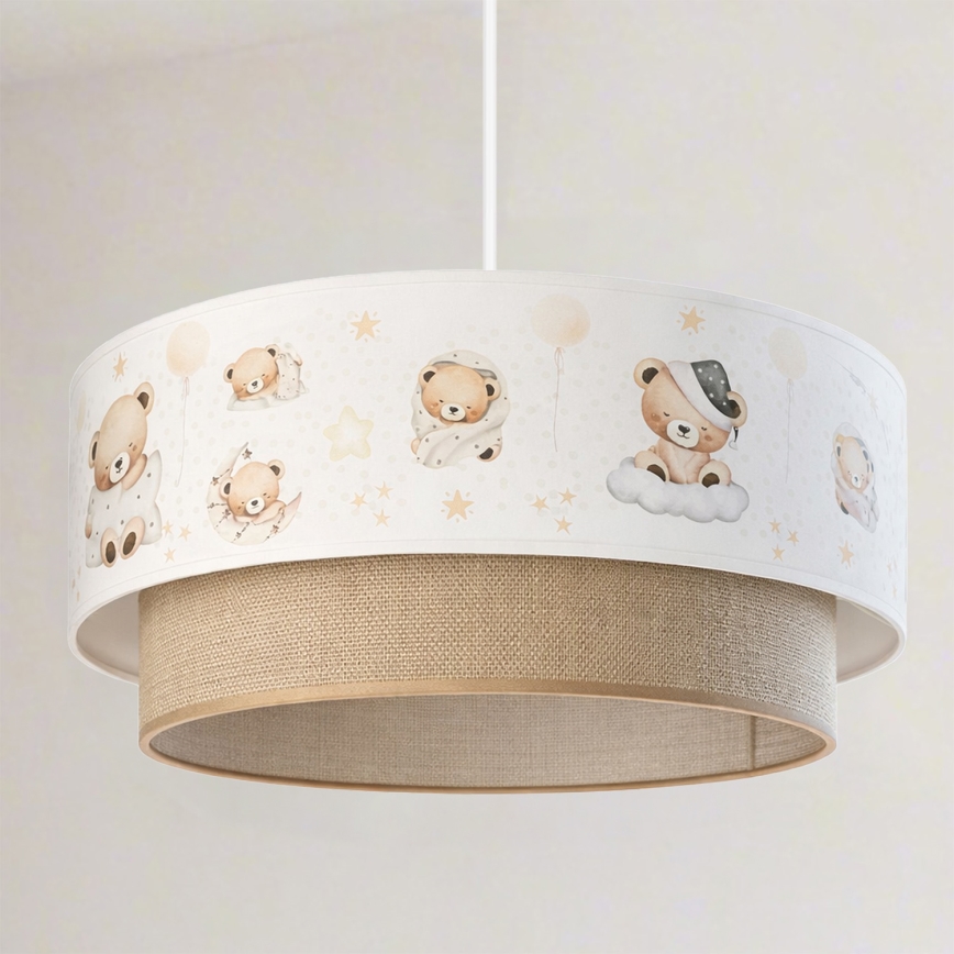 Brilagi - LED vaikiškas pakabinamas šviestuvas BOBO 1xE27/60W/230V skersmuo 40 cm balta/smėlinė/su meškiukais