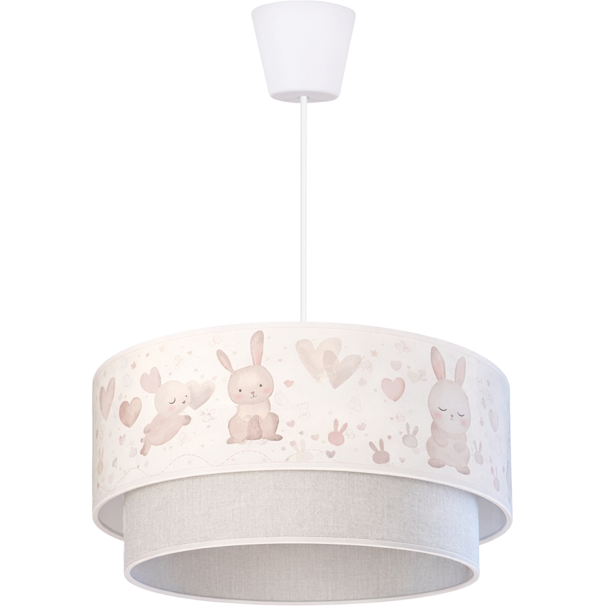 Brilagi - LED vaikiškas pakabinamas šviestuvas su laidu BOBO 1xE27/60W/230V skersmuo 40 cm kreminė/pilka/triušiukai