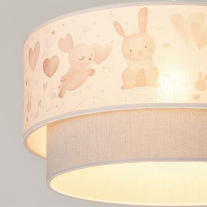 Brilagi - LED vaikiškas pakabinamas šviestuvas su laidu BOBO 1xE27/60W/230V skersmuo 40 cm kreminė/pilka/triušiukai