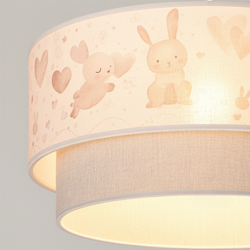 Brilagi - LED vaikiškas pakabinamas šviestuvas su laidu BOBO 1xE27/60W/230V skersmuo 40 cm kreminė/pilka/triušiukai