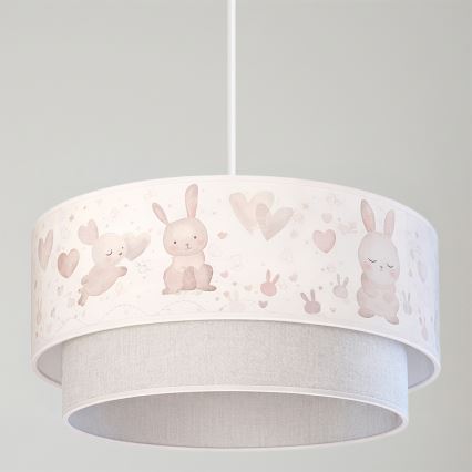 Brilagi - LED vaikiškas pakabinamas šviestuvas su laidu BOBO 1xE27/60W/230V skersmuo 40 cm kreminė/pilka/triušiukai