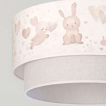 Brilagi - LED vaikiškas pakabinamas šviestuvas su laidu BOBO 1xE27/60W/230V skersmuo 40 cm kreminė/pilka/triušiukai