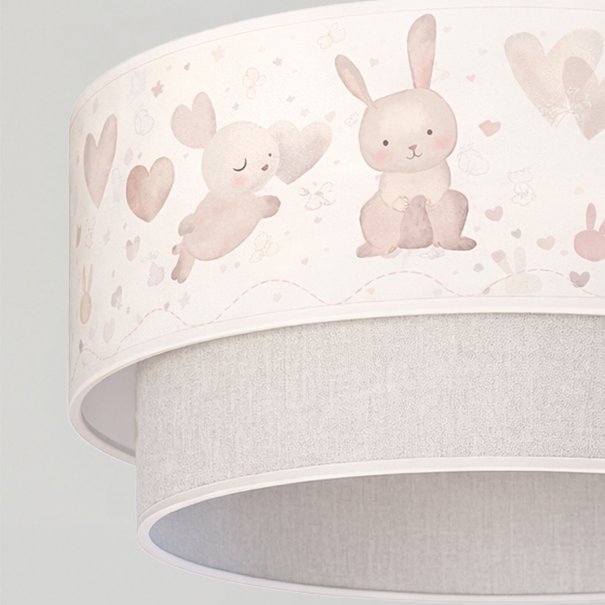 Brilagi - LED vaikiškas pakabinamas šviestuvas su laidu BOBO 1xE27/60W/230V skersmuo 40 cm kreminė/pilka/triušiukai
