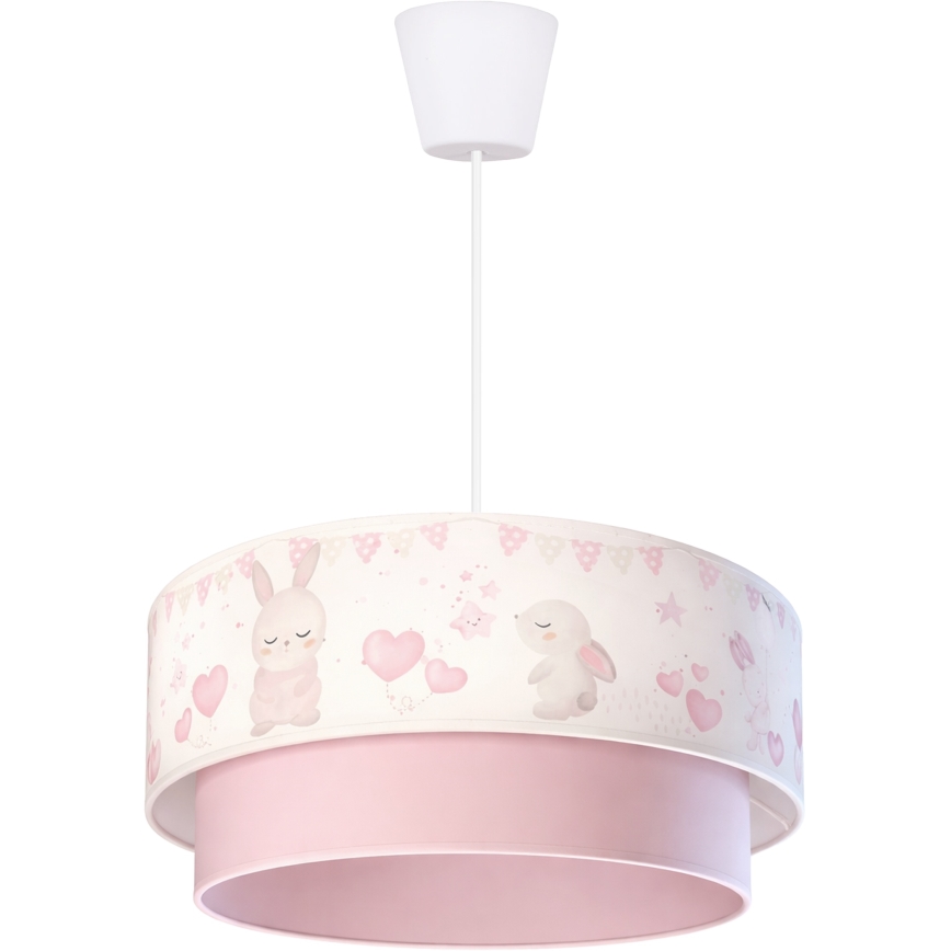 Brilagi - LED vaikiškas pakabinamas šviestuvas ant laido BOBO 1xE27/60W/230V skersmuo 40 cm kreminė/rožinė/zuikučiai