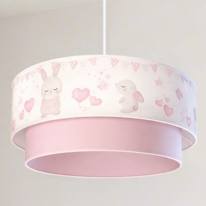 Brilagi - LED vaikiškas pakabinamas šviestuvas ant laido BOBO 1xE27/60W/230V skersmuo 40 cm kreminė/rožinė/zuikučiai