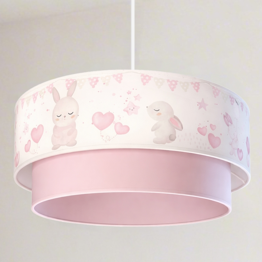 Brilagi - LED vaikiškas pakabinamas šviestuvas ant laido BOBO 1xE27/60W/230V skersmuo 40 cm kreminė/rožinė/zuikučiai