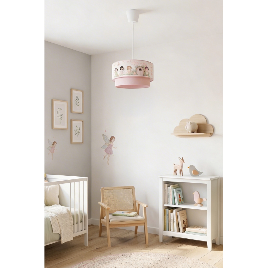 Brilagi - LED vaikiškas pakabinamas šviestuvas ant laido BOBO 1xE27/60W/230V, skersmuo 40 cm, rožinė/fėjos