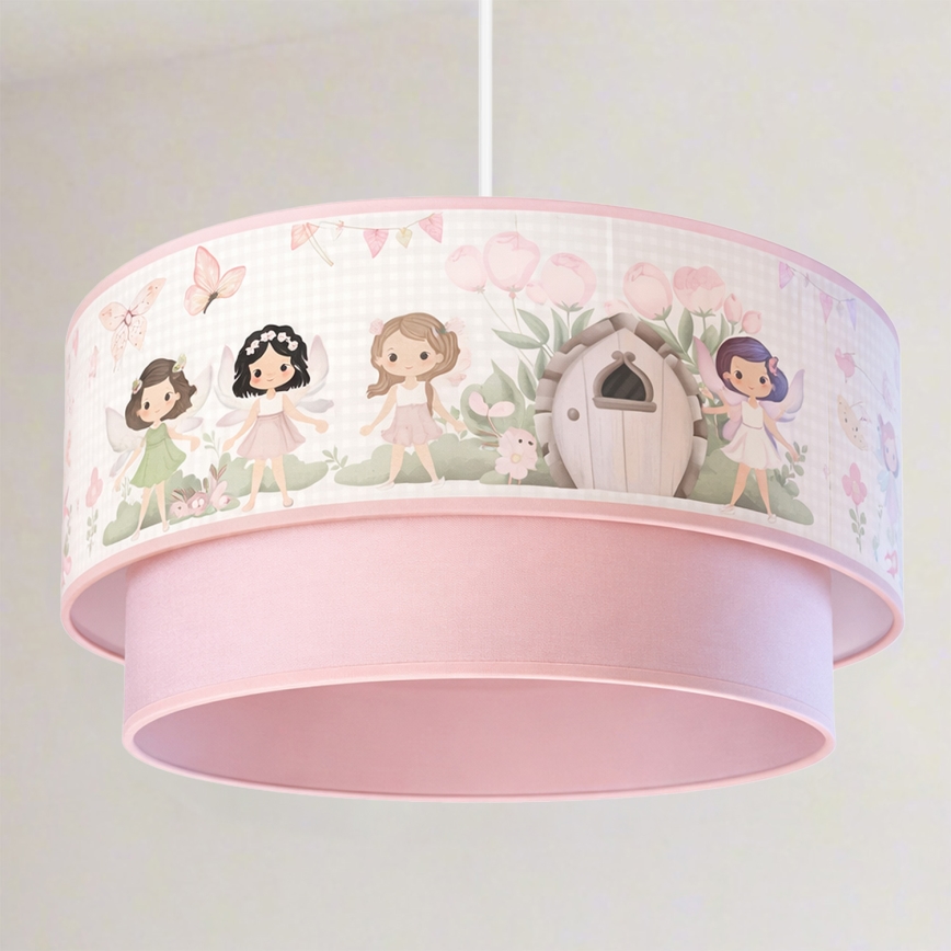 Brilagi - LED vaikiškas pakabinamas šviestuvas ant laido BOBO 1xE27/60W/230V, skersmuo 40 cm, rožinė/fėjos